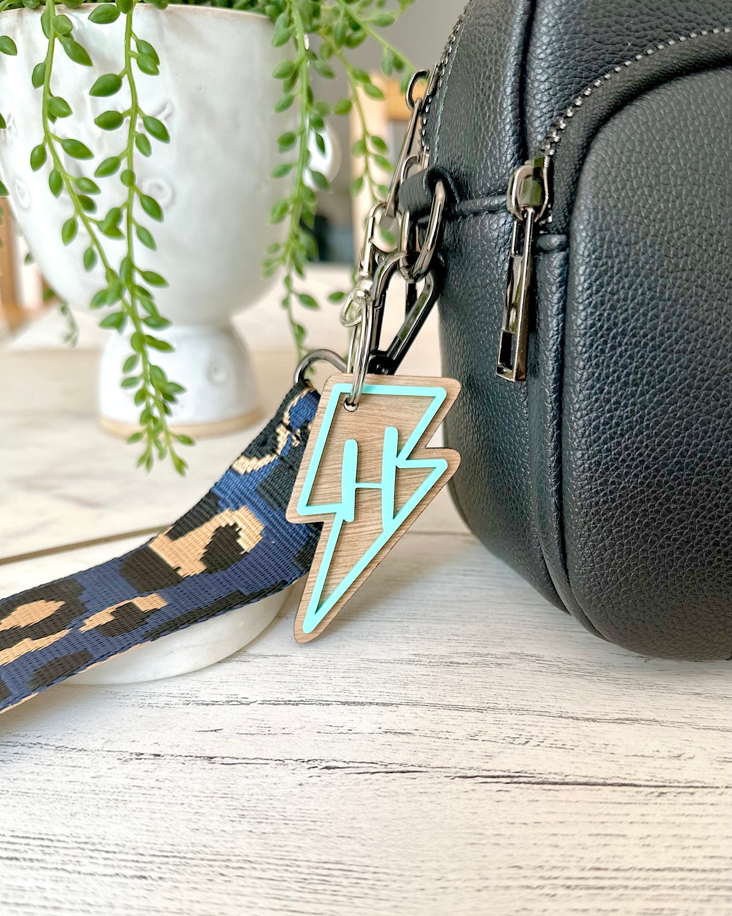 Lightning Bolt Initial Key Ring