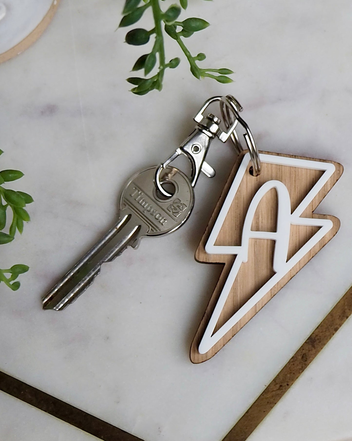 Lightning Bolt Initial Key Ring