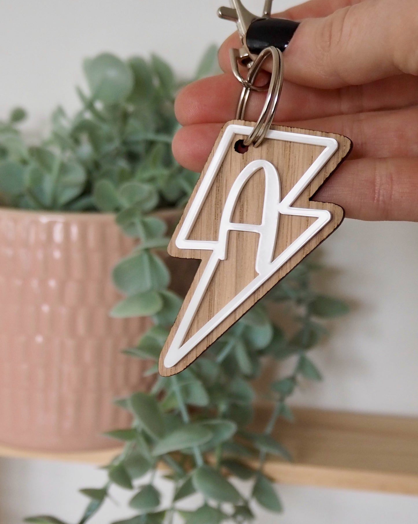 Lightning Bolt Initial Key Ring