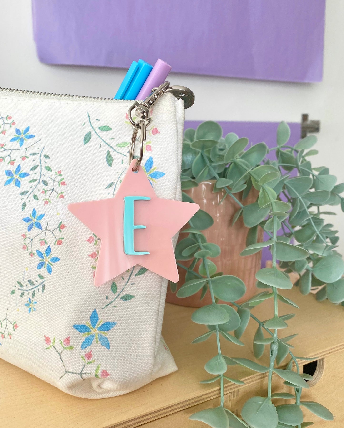 Star Initial Key Ring