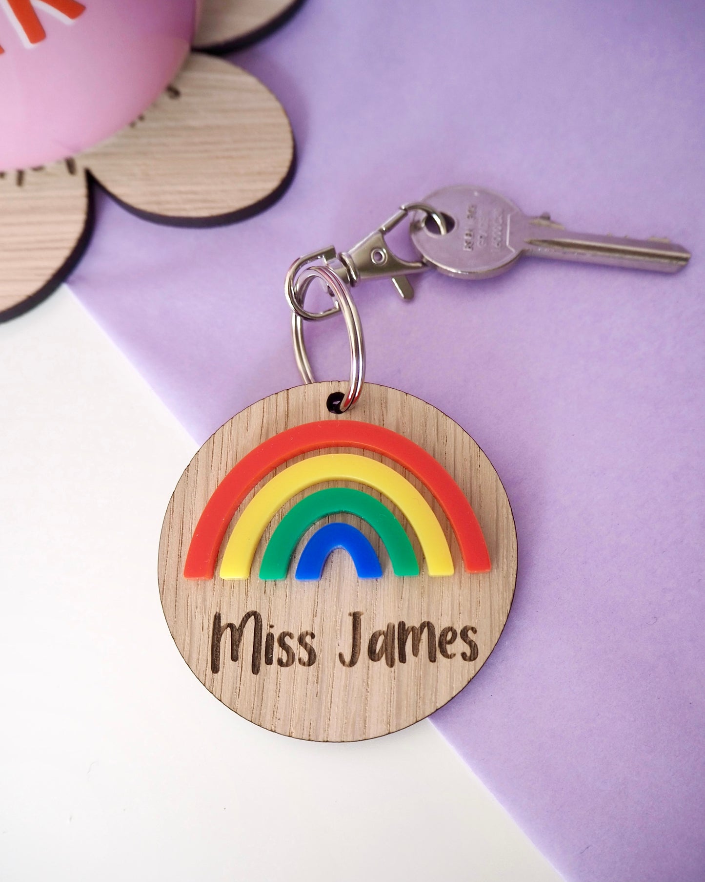 Personalised Rainbow Key Ring