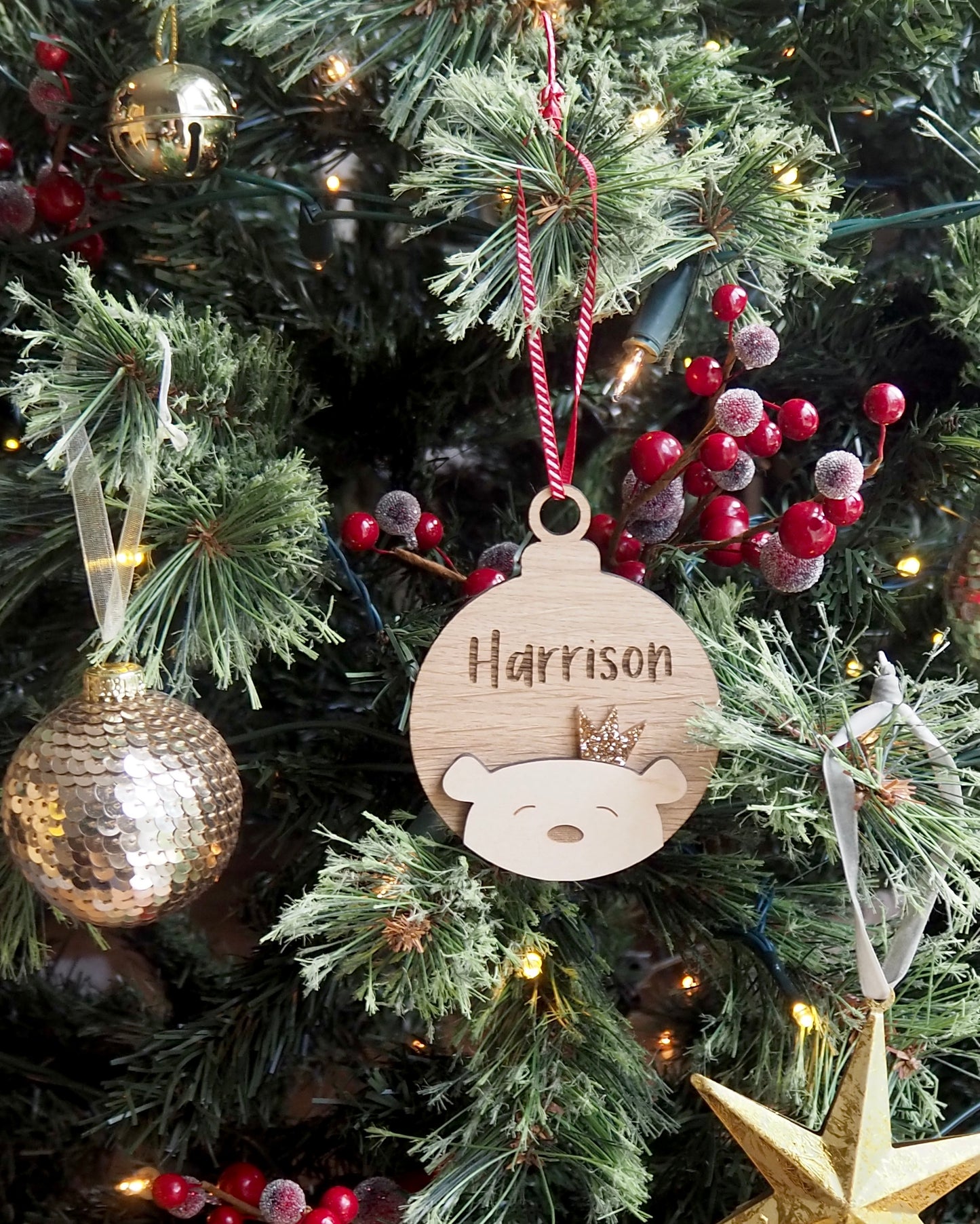 Personalised Bear Christmas Decoration