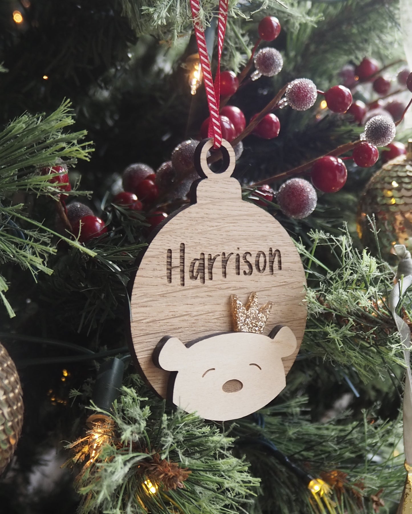 Personalised Bear Christmas Decoration