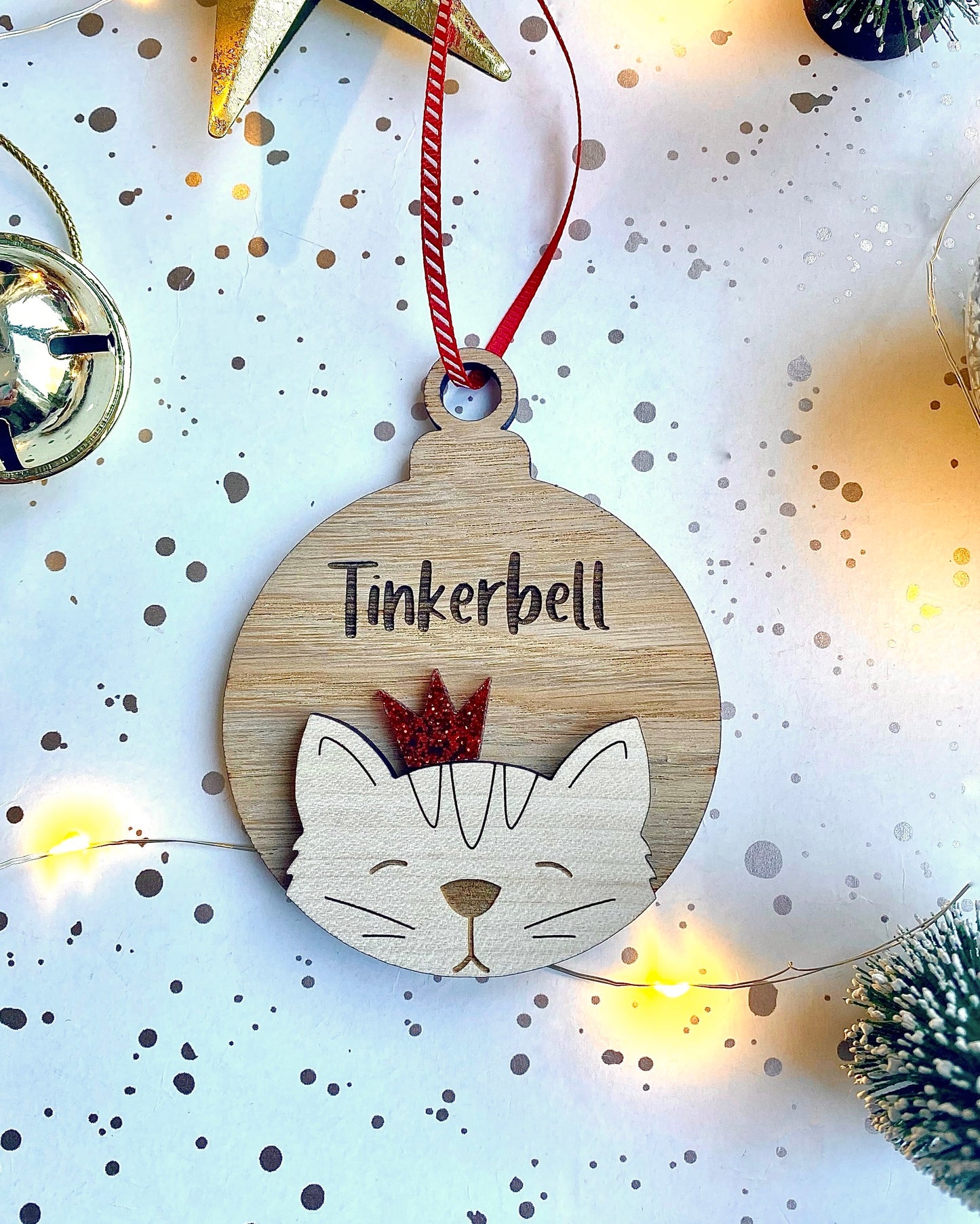 Personalised Cat Christmas Decoration