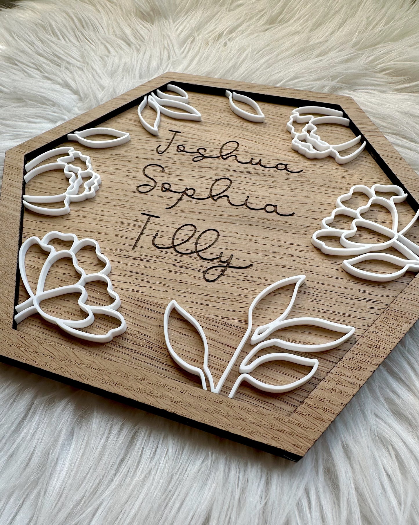 Personalised Floral Hexagon