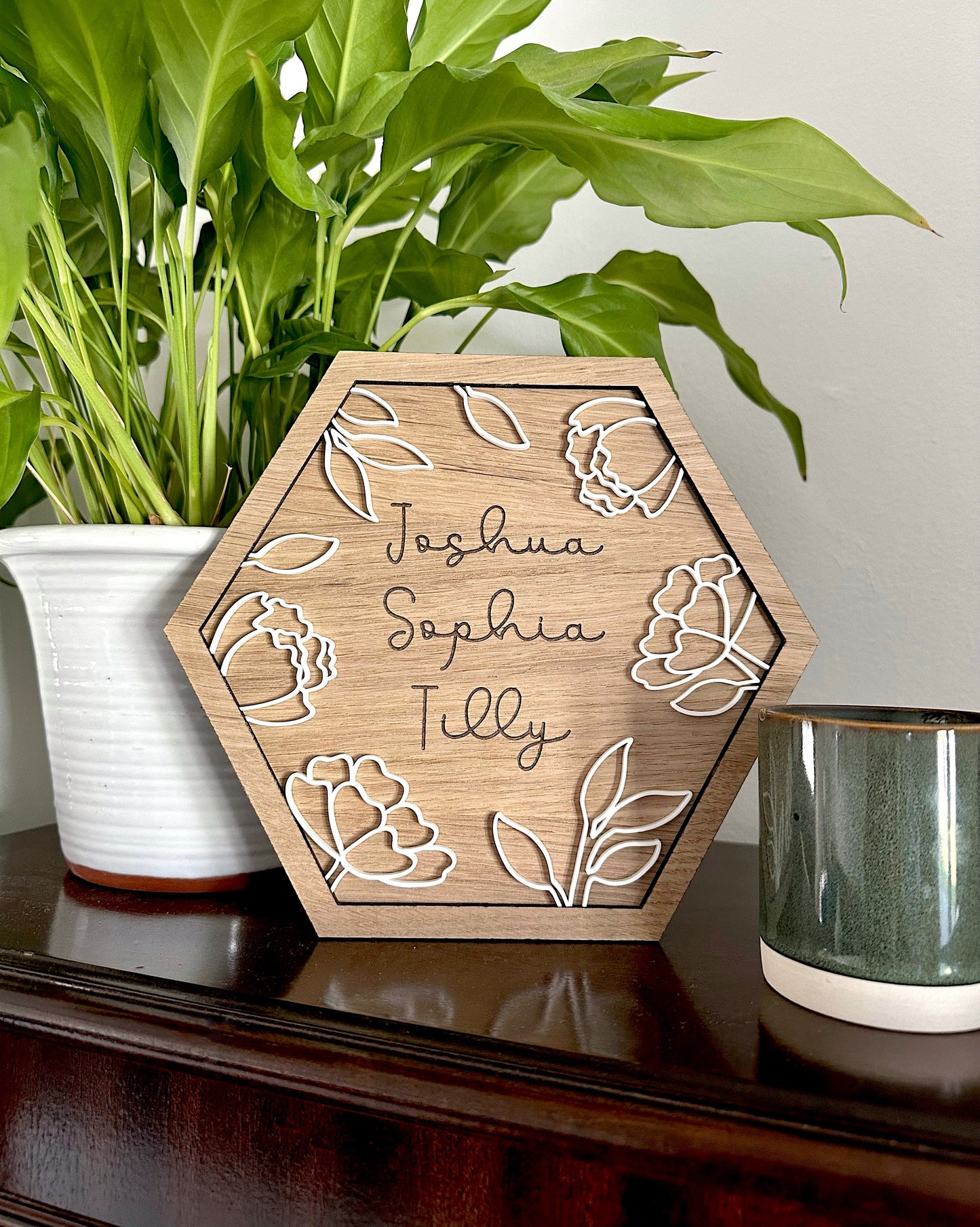 Personalised Floral Hexagon