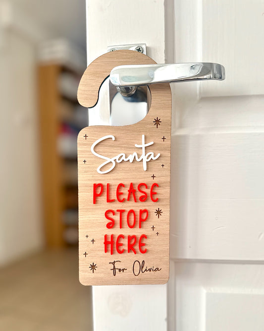 Personalised Santa Stop Here Door Hanger