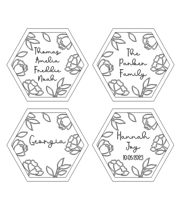 Personalised Floral Hexagon