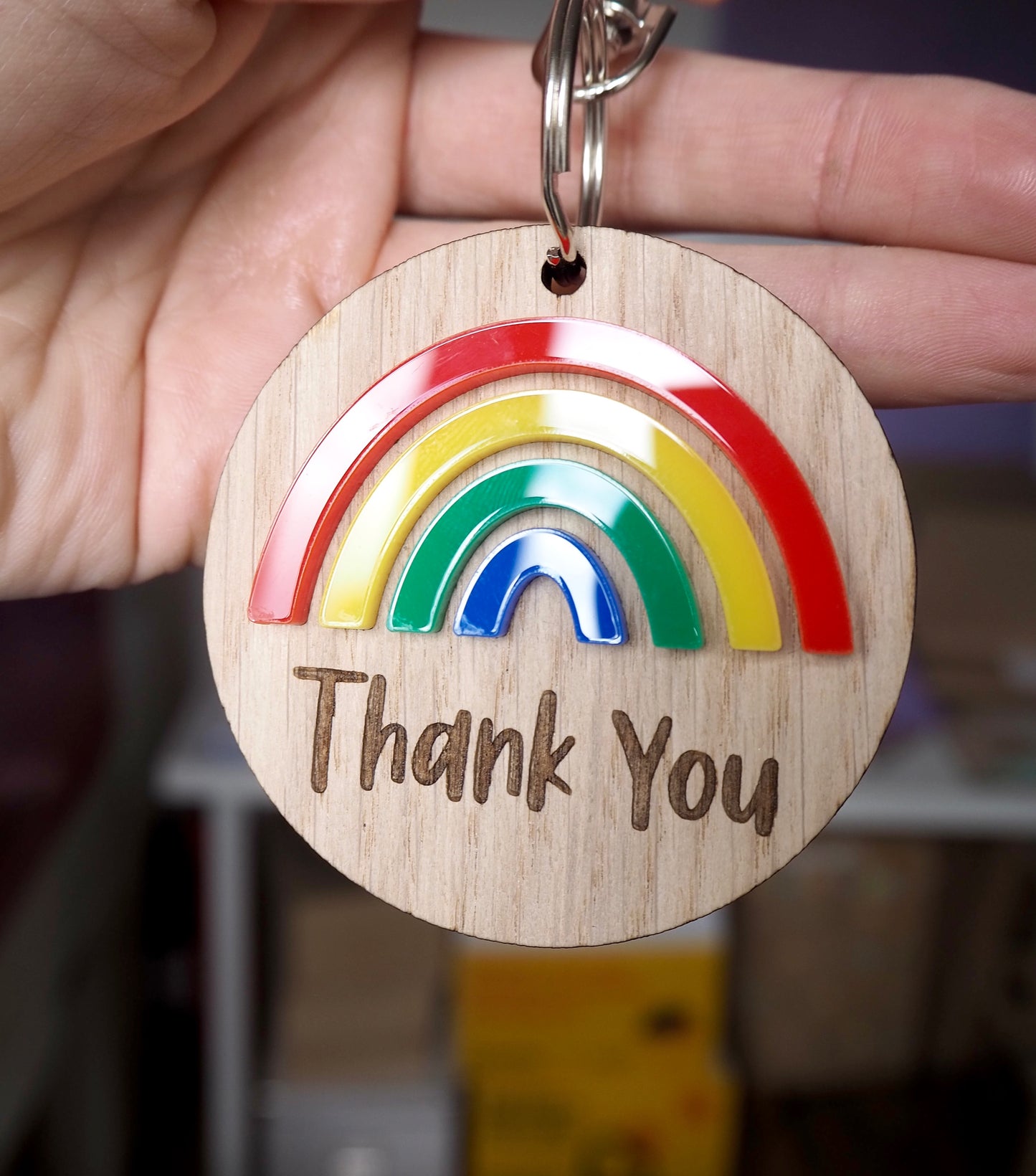 Rainbow Thank You Key Ring