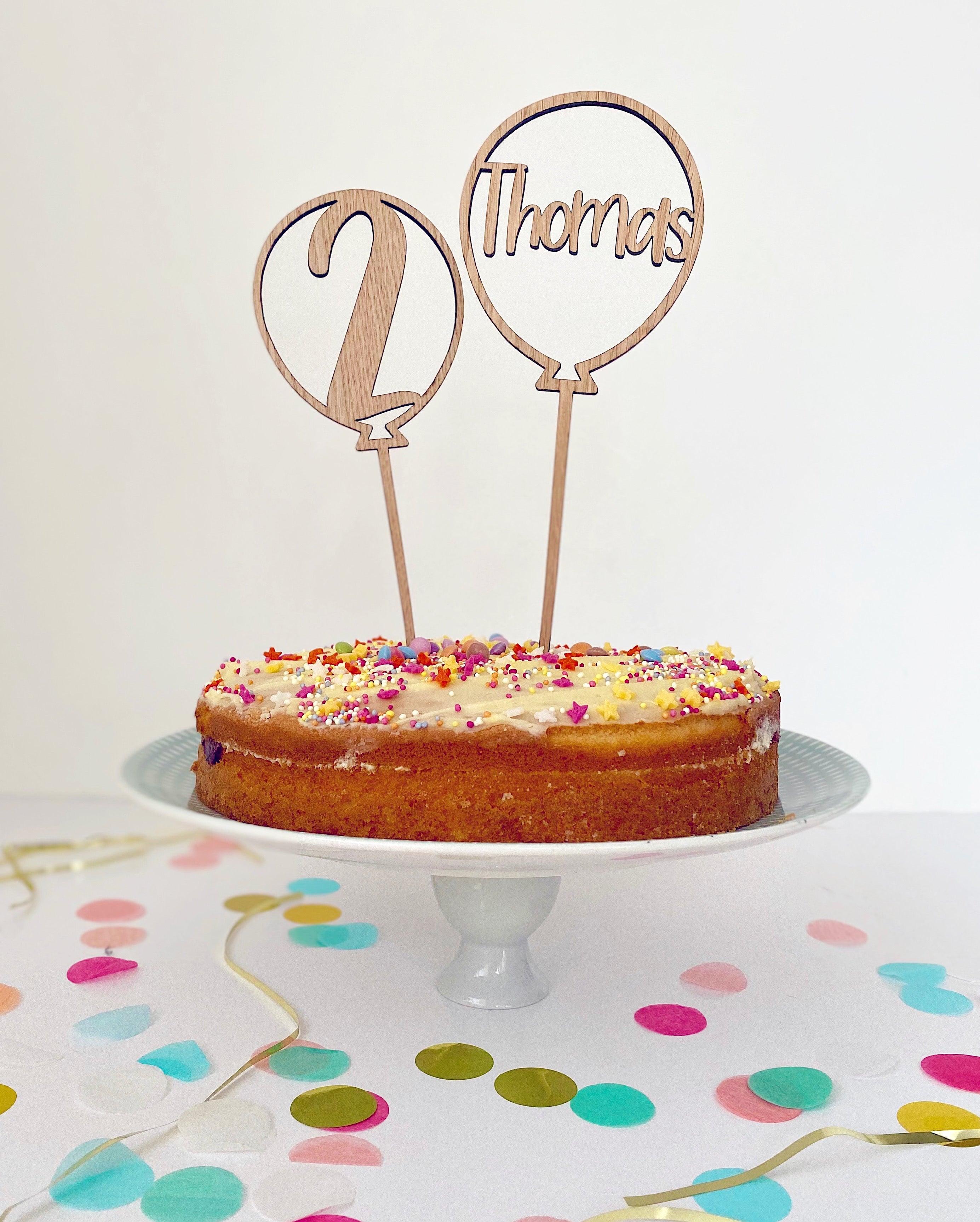 Oak Cake Topper With Name Wooden Birthday Balloon Shape Cake - Etsy