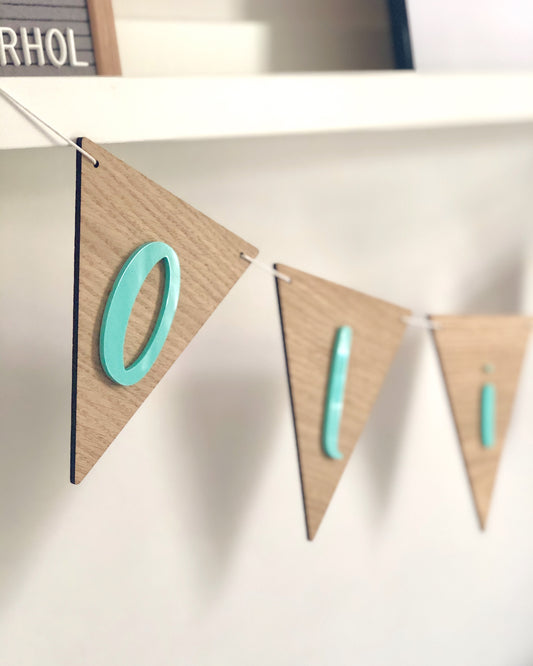 wooden laser cut personalised bunting