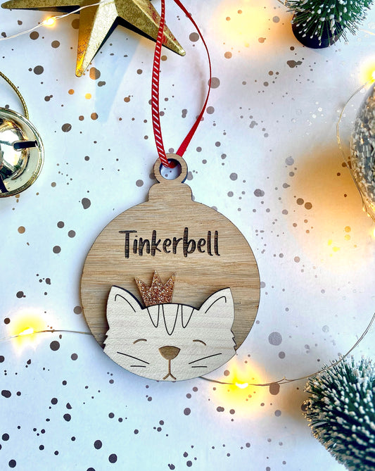 Personalised Cat Christmas Decoration