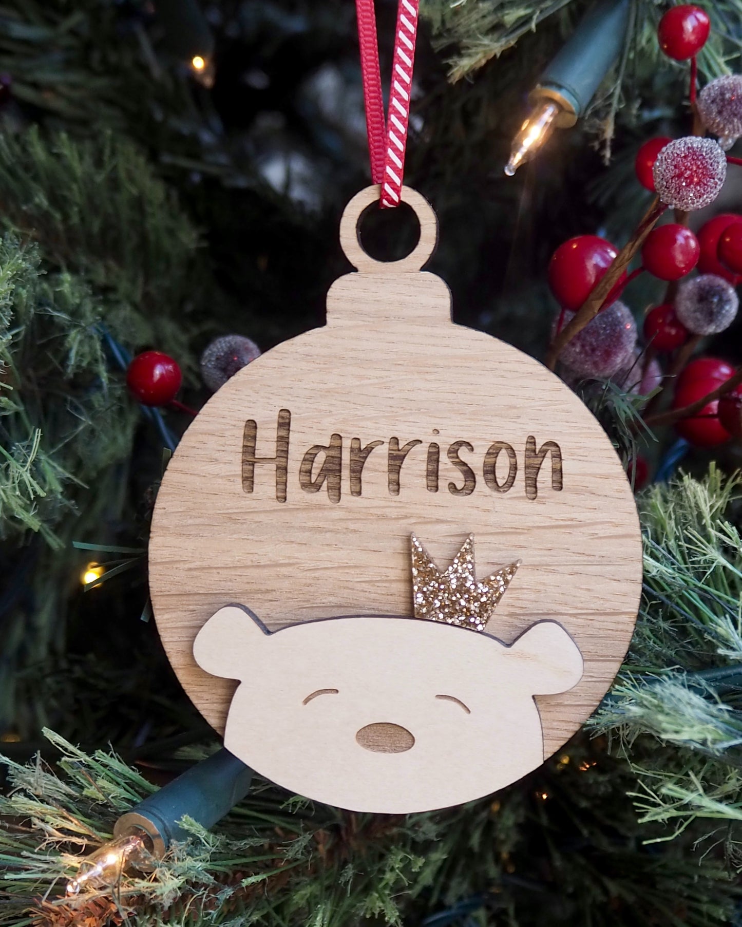 Personalised Bear Christmas Decoration